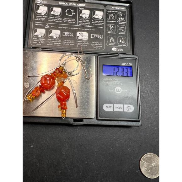 Vintage carnelian sterling silver dangle earrings - Picture 16 of 16